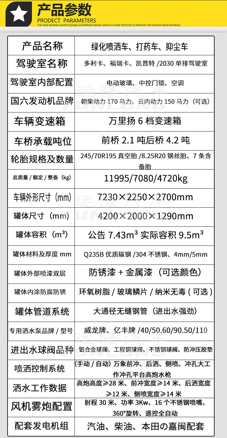 藍(lán)牌5方圓罐30米霧炮車(chē)，東風(fēng)小多利卡抑塵車(chē)(圖3)